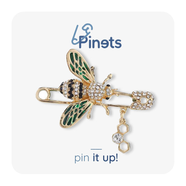 Safety Pin Brooch with an Insect